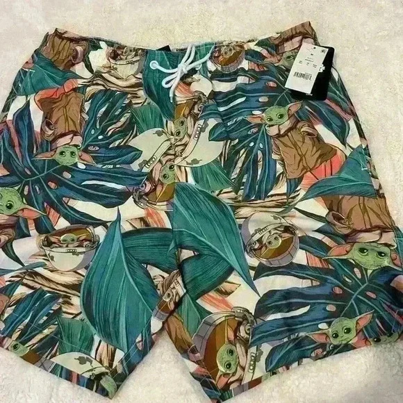 Disney Star Wars Yoda Board Swim Shorts Trunks Men's Size Medium - Picture 1 of 4
